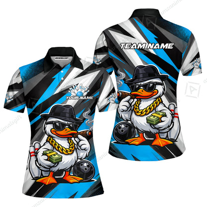 Custom Bowling Jersey Polo Shirt, Boss Hustle Duck Gangster Style, Custom Bowling Jersey Team Shirt For Players With Name and Team Name
