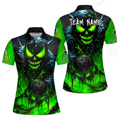Custom Bowling Jersey Polo Shirt, Hellfire Strike, Custom Bowling Jersey Team Shirt For Players With Name & Team Name