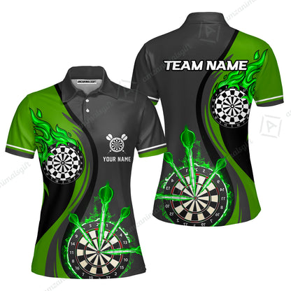 Custom Tailored Fire Flames Darts Team Jersey Polo Quarter-Zip Shirts, Customized Name Team Name Darts Team Jerseys Uniform