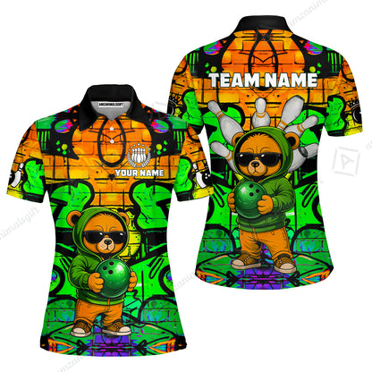 Custom Bowling Jersey Polo Shirt, Urban Street Art Bowling, Custom Bowling Jersey Team Shirt For Players With Name & Team Name