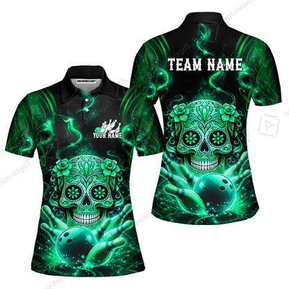 Customized Darts Team Jersey, Sugar Skull Bowler, Personalized Polo Shirt For Players With Name & Team Name