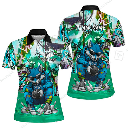 Custom Streetwear Wolf Bowling Jersey Polo Shirt, Custom Streetwear Wolf Bowling Jersey Team Shirt For Players With Name & Team Name