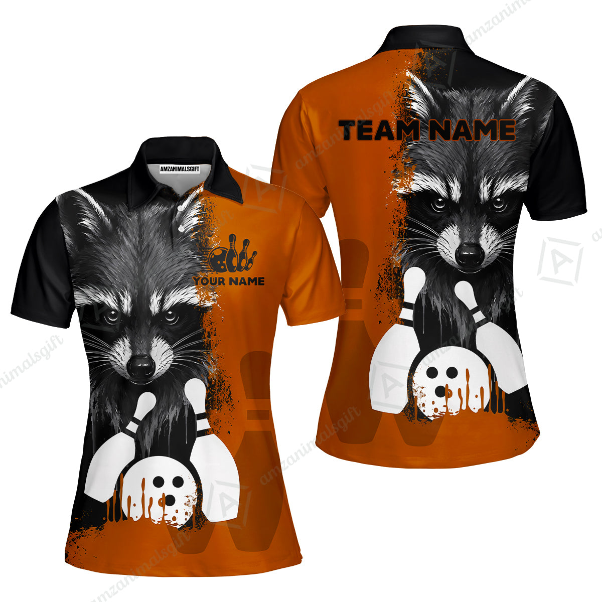 Custom Bowling Jersey Polo Shirt, Raccoon Bowling, Custom Bowling Jersey Team Shirt For Players With Name & Team Name