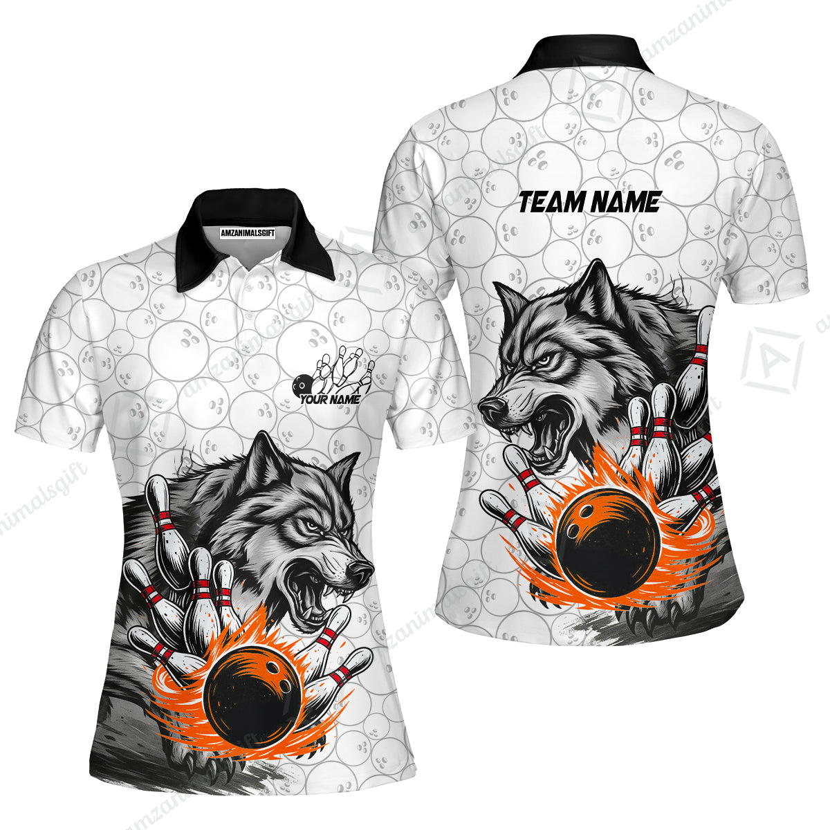 Custom Bowling Team Jersey, Wolf Strike Bowling Jersey Multicolor Polo Quarter-Zip Shirts, Custom Bowling Uniforms Jerseys