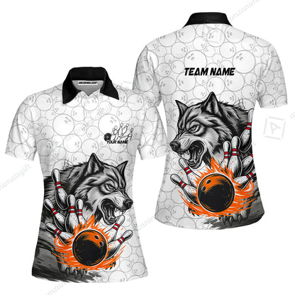 Custom Bowling Team Jersey, Wolf Strike Bowling Jersey Multicolor Polo Quarter-Zip Shirts, Custom Bowling Uniforms Jerseys