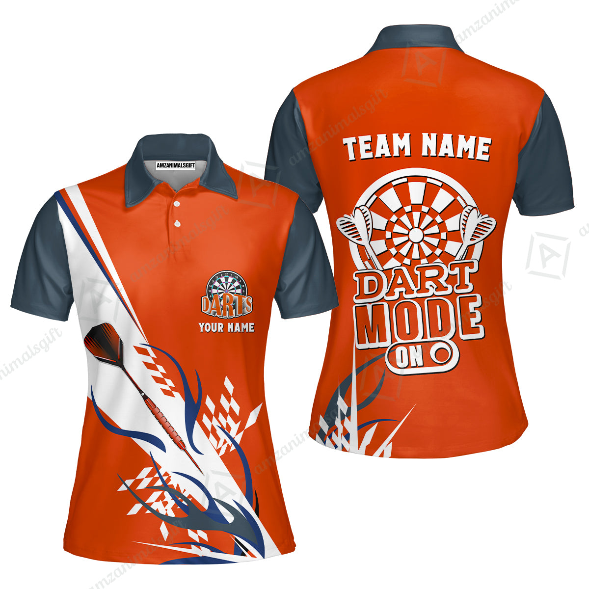 Custom Darts Mode On Multi-Color Team Jersey Polo Quarter-Zip Shirts, Customized Name Team Name Darts Team Jerseys Uniform