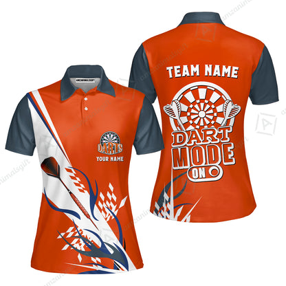 Custom Darts Mode On Multi-Color Team Jersey Polo Quarter-Zip Shirts, Customized Name Team Name Darts Team Jerseys Uniform