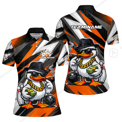 Custom Bowling Jersey Polo Shirt, Boss Hustle Duck Gangster Style, Custom Bowling Jersey Team Shirt For Players With Name and Team Name