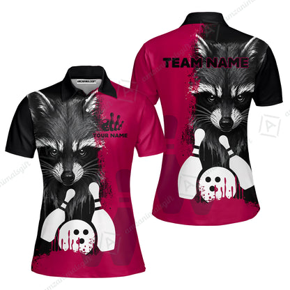 Custom Bowling Jersey Polo Shirt, Raccoon Bowling, Custom Bowling Jersey Team Shirt For Players With Name & Team Name