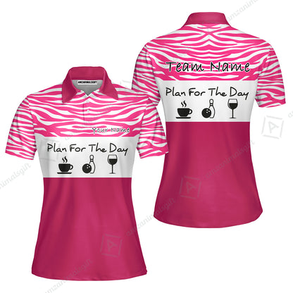 Custom Bowling Jersey Polo Shirt, Pink Zebra Pattern Bowling, Custom Bowling Jersey Team Shirt For Players With Name & Team Name