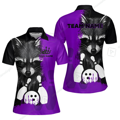 Custom Bowling Jersey Polo Shirt, Raccoon Bowling, Custom Bowling Jersey Team Shirt For Players With Name & Team Name