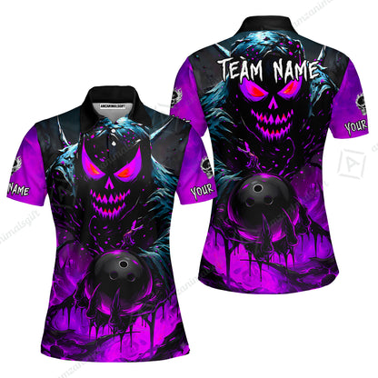 Custom Bowling Jersey Polo Shirt, Hellfire Strike, Custom Bowling Jersey Team Shirt For Players With Name & Team Name