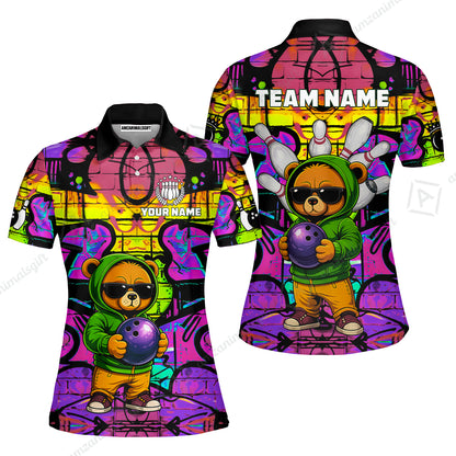 Custom Bowling Jersey Polo Shirt, Urban Street Art Bowling, Custom Bowling Jersey Team Shirt For Players With Name & Team Name