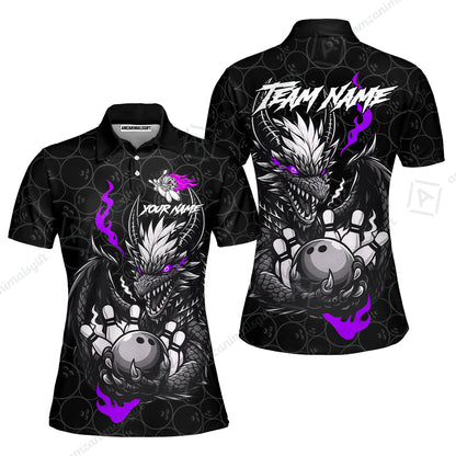 Custom Badass Dragon Bowling Jersey Polo Shirt, Custom Badass Dragon Bowling Team Shirt For Players With Name & Team Name