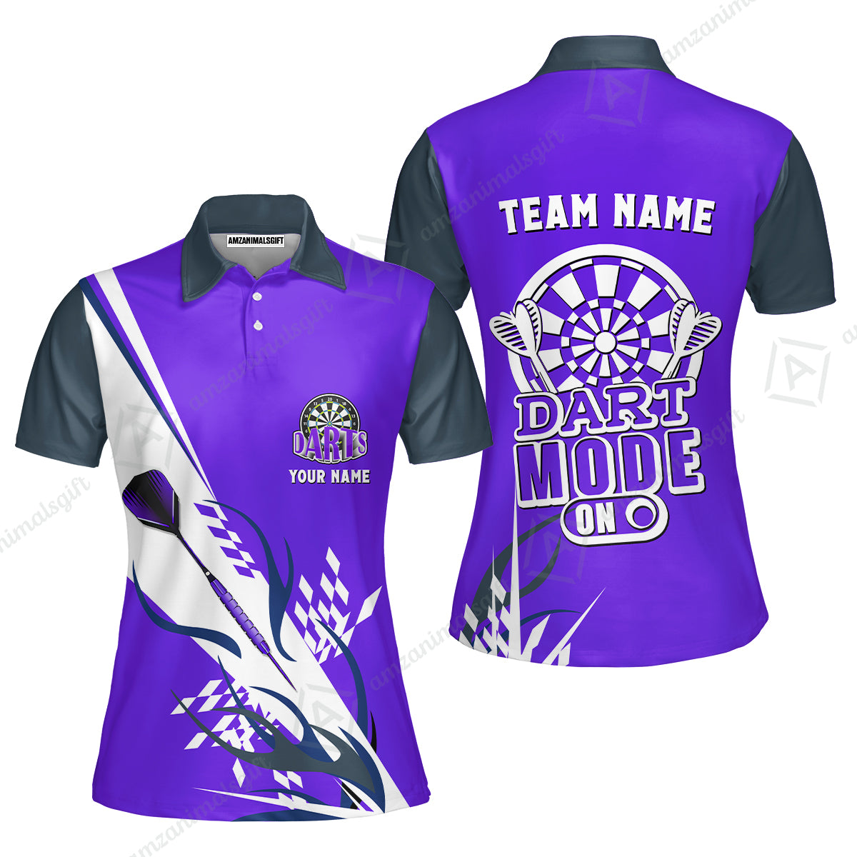Custom Darts Mode On Multi-Color Team Jersey Polo Quarter-Zip Shirts, Customized Name Team Name Darts Team Jerseys Uniform