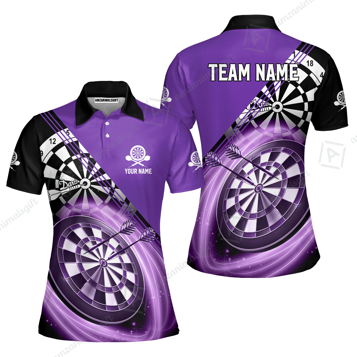 Custom Tailored Darts Team Jersey Polo Quarter-Zip Shirts, Customized Name Team Name Darts Team Jerseys Uniform