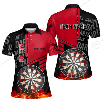 Custom Fire Darts Men Polo Team Shirts, Custom Darts League Team Jersey Polo , Custom Darts Team Jerseys Uniform