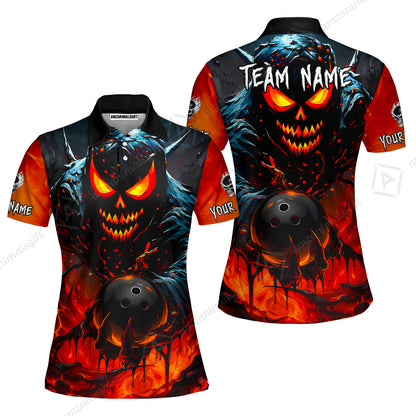 Custom Bowling Jersey Polo Shirt, Hellfire Strike, Custom Bowling Jersey Team Shirt For Players With Name & Team Name