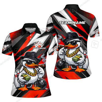 Custom Bowling Jersey Polo Shirt, Boss Hustle Duck Gangster Style, Custom Bowling Jersey Team Shirt For Players With Name and Team Name