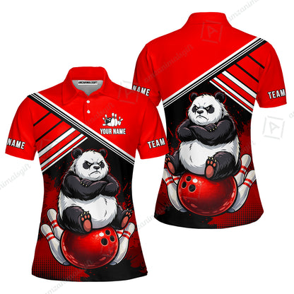 Custom Bowling Jersey Polo Shirt, Panda Mascot Bowling Custom Bowling Jersey Team Shirt For Players With Name & Team Name