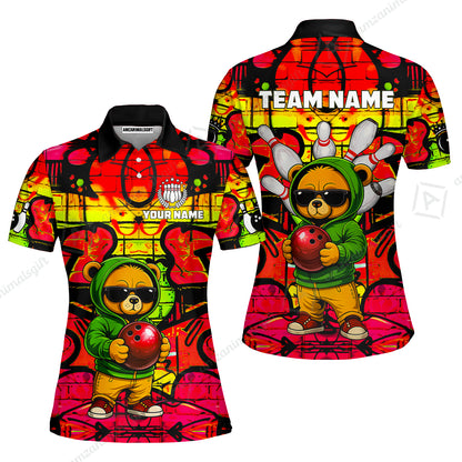 Custom Bowling Jersey Polo Shirt, Urban Street Art Bowling, Custom Bowling Jersey Team Shirt For Players With Name & Team Name