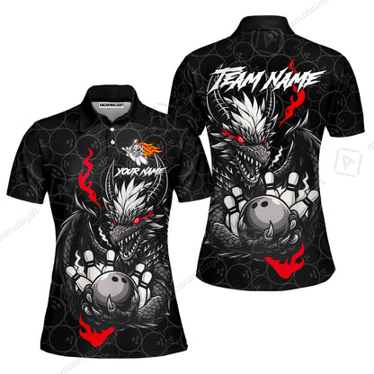 Custom Badass Dragon Bowling Jersey Polo Shirt, Custom Badass Dragon Bowling Team Shirt For Players With Name & Team Name