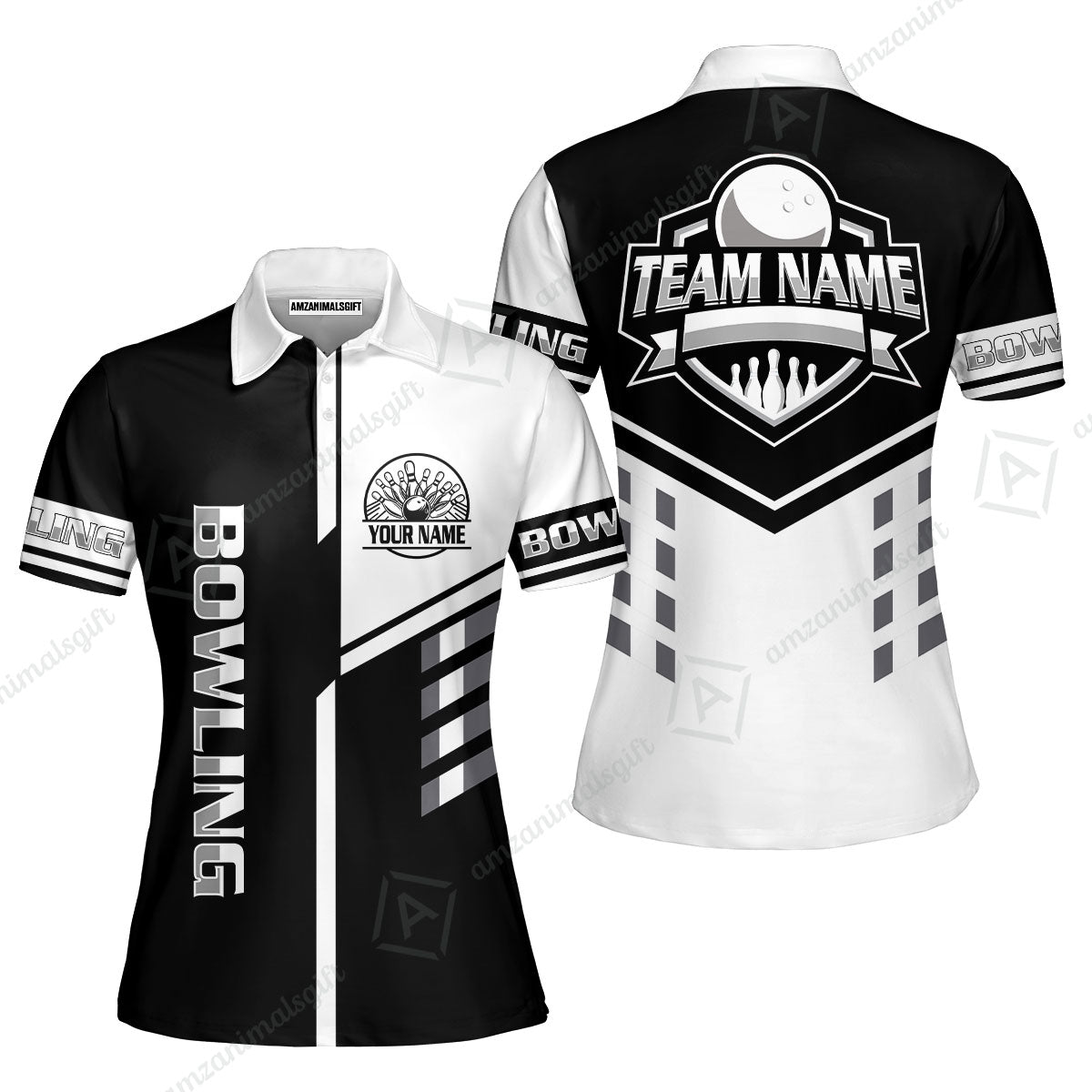Custom Bowling Team Shirt – Modern Split Design Multicolor Option Personalized Jersey Bowling Uniform For League Players