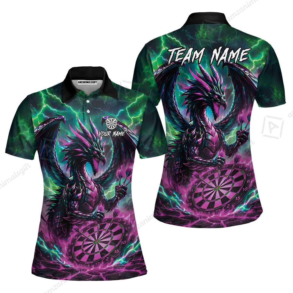 Custom Darts Jersey Polo Shirt, Dragon Fire Darts, Custom Dart Jersey Team Shirt For Players With Name & Team Name