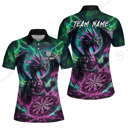 Custom Darts Jersey Polo Shirt, Dragon Fire Darts, Custom Dart Jersey Team Shirt For Players With Name & Team Name