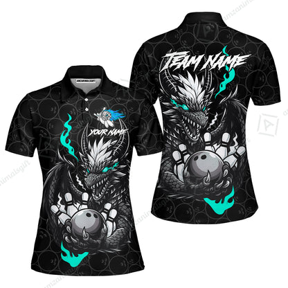 Custom Badass Dragon Bowling Jersey Polo Shirt, Custom Badass Dragon Bowling Team Shirt For Players With Name & Team Name