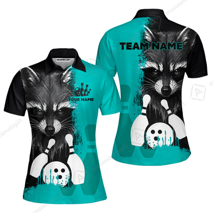 Custom Bowling Jersey Polo Shirt, Raccoon Bowling, Custom Bowling Jersey Team Shirt For Players With Name & Team Name