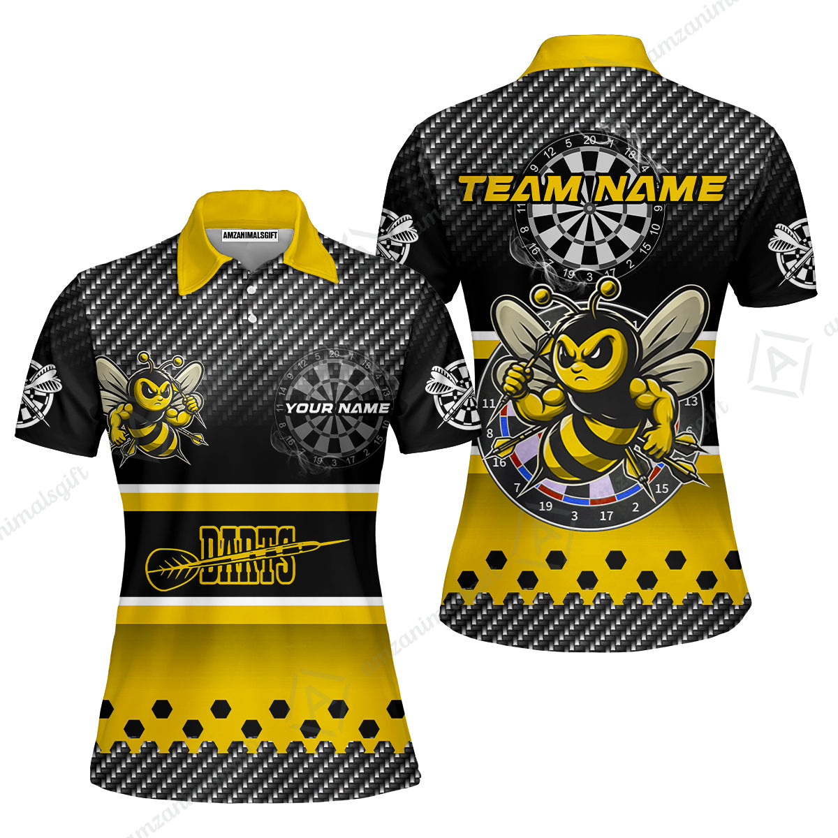 Custom Funny Bee Darts Unisex Polo Team Shirts, Custom Team League Darts Jersey Polo , Custom Darts Team Jerseys Uniform