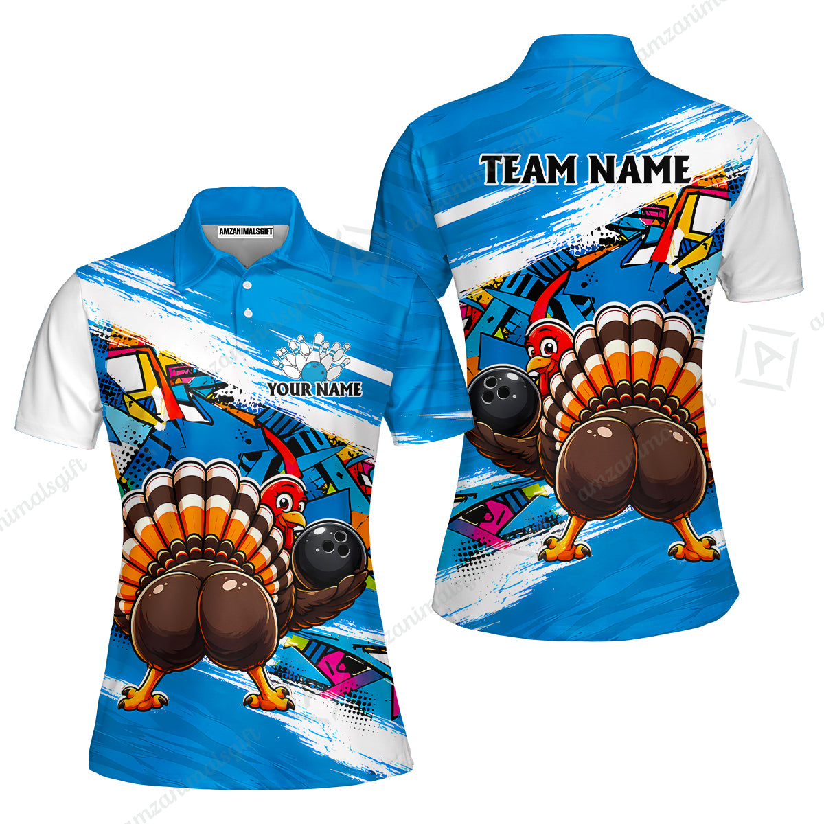 Custom Bowling Jersey Polo Shirt, Turkey Bowling, Personalized Name And Team Name