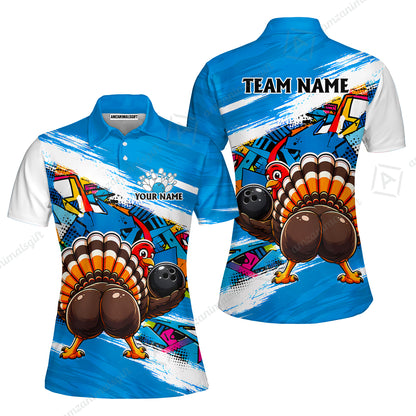 Custom Bowling Jersey Polo Shirt, Turkey Bowling, Personalized Name And Team Name