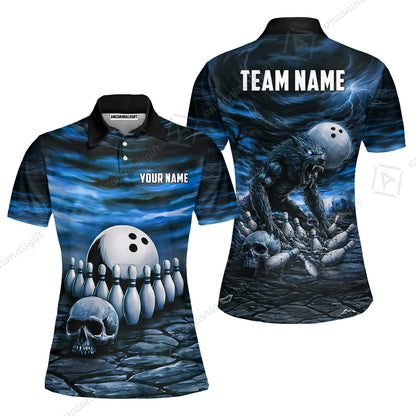 Custom Full Moon Werewolf Bowling Jersey Polo Shirt, Custom Full Moon Werewolf Bowling Jersey Team Shirt For Players With Name & Team Name