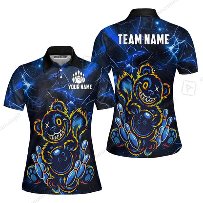 Custom Creepy Teddy Bowling Jersey Polo Shirt, Custom Creepy Teddy Bowling Jersey Team Shirt For Players With Name & Team Name