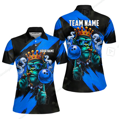 Custom Bowling Jersey Polo Shirt, Gorilla Boss King, Custom Bowling Jersey Team Shirt For Players With Name & Team Name