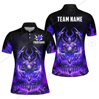 Custom Hellfire Bowling Jersey Polo Shirt, Custom Hellfire Bowling Jersey Team Shirt For Players With Name & Team Name
