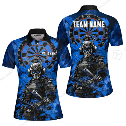 Custom Darts Team Jersey, Personalized Skull Samurai Dartboard Dart Polo Shirt For Players With Name & Team Name
