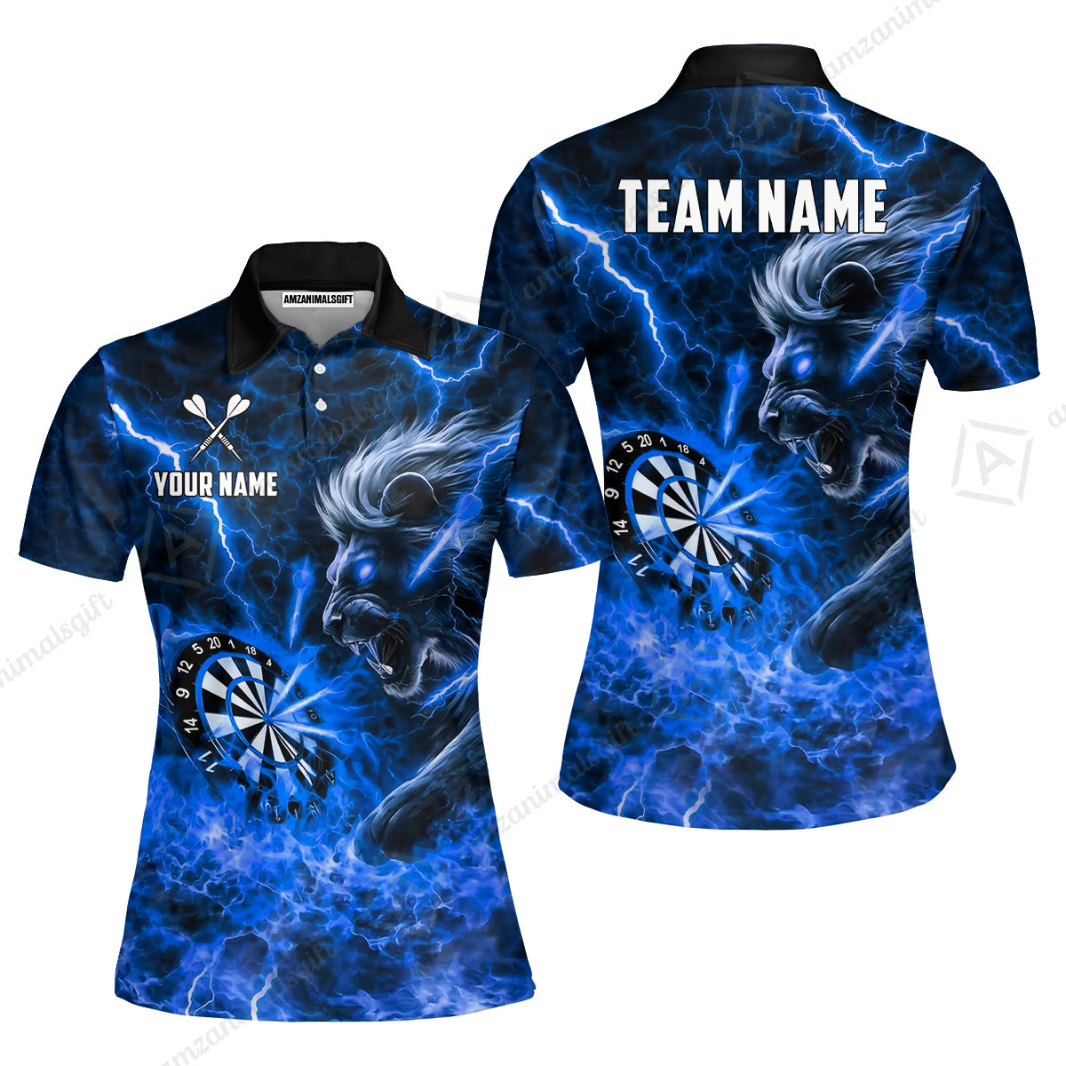 Custom Darts Team Jersey, Personalized Lightning Lion Jersey Shirt For Players With Name & Team Name