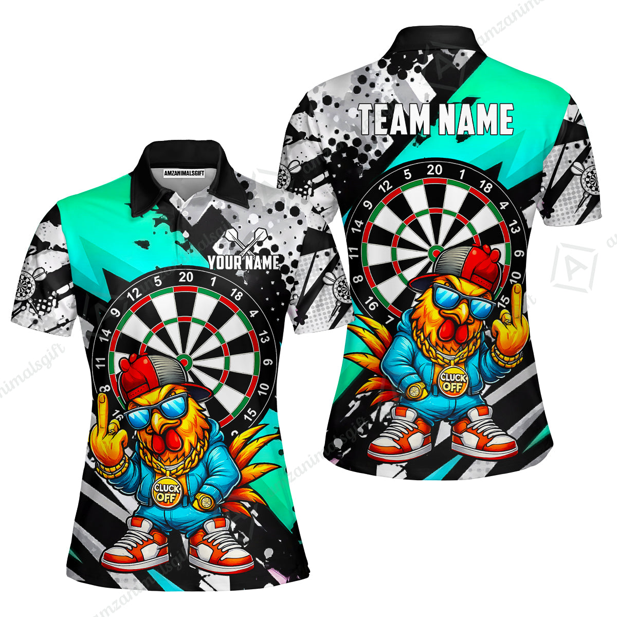Custom Darts Team Jersey, Personalized Street Rebel Rooster Darts Polo Shirt For Players With Name & Team Name