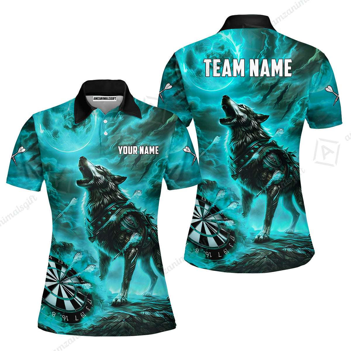 Custom Darts Team Jersey, Personalized Flaming Wolf Jersey Shirt For Players With Name & Team Name