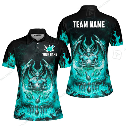 Custom Hellfire Bowling Jersey Polo Shirt, Custom Hellfire Bowling Jersey Team Shirt For Players With Name & Team Name