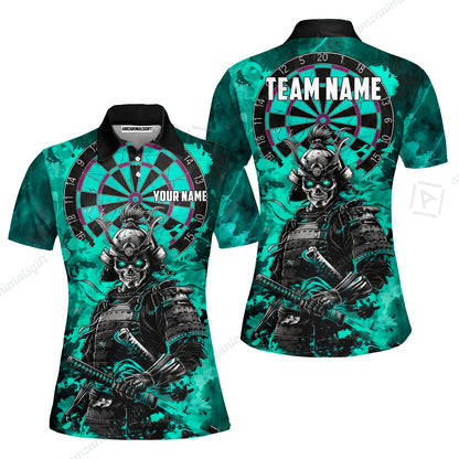 Custom Darts Team Jersey, Personalized Skull Samurai Dartboard Dart Polo Shirt For Players With Name & Team Name