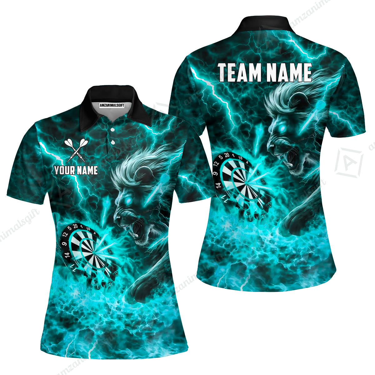 Custom Darts Team Jersey, Personalized Lightning Lion Jersey Shirt For Players With Name & Team Name