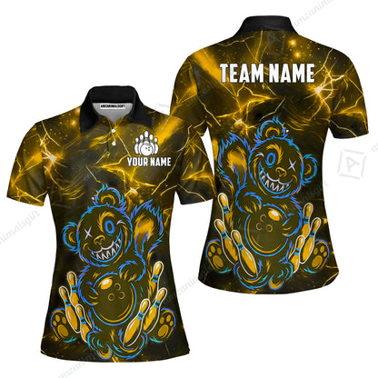 Custom Creepy Teddy Bowling Jersey Polo Shirt, Custom Creepy Teddy Bowling Jersey Team Shirt For Players With Name & Team Name