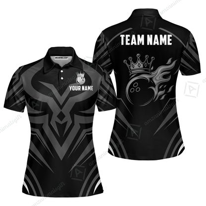 Custom Bowling Jersey Polo Shirt, Crowned Bowling Ball, Custom Bowling Jersey Team Shirt For Players With Name & Team Name
