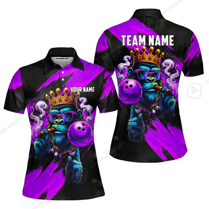 Custom Bowling Jersey Polo Shirt, Gorilla Boss King, Custom Bowling Jersey Team Shirt For Players With Name & Team Name