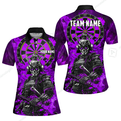 Custom Darts Team Jersey, Personalized Skull Samurai Dartboard Dart Polo Shirt For Players With Name & Team Name