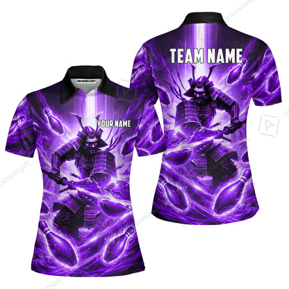Custom Bowling Jersey Polo Shirt, Japanese Samurai Warrior Bowling, Custom Bowling Jersey Team Shirt For Players With Name & Team Name